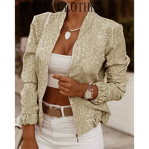 Solid Color Plain Long Sleeve Zip Front Casual Jacket Casual Coat Women Daily Pre-Fall OutFits