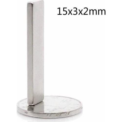 Wholesales 100pcs N35 Strong Bar Block Magnets Rare Earth Neodymium 15 x 3 x 2mm Magnets Rare Earth Neodymium DIY