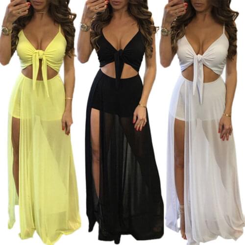 Bikini Cover Up Women Summer Boho Long Dress Female Mesh See Through Evening Party Long Sundress Vestidos