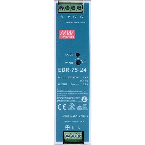 Mean Well EDR-75-24 meanwell 24V DC 3.2A 76.8W Single Output Industrial DIN RAIL Power Supply