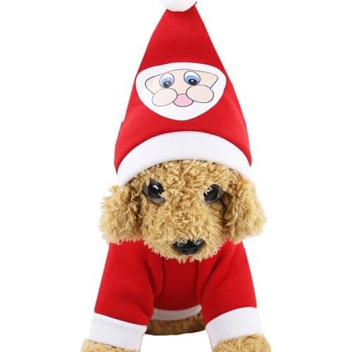 Christmas Cute Santa Claus Pet Dogs Cat Clothes Warm Autumn Winter Hoodies Christmas Dog Clothes for Chihuahua Teddy Accessories