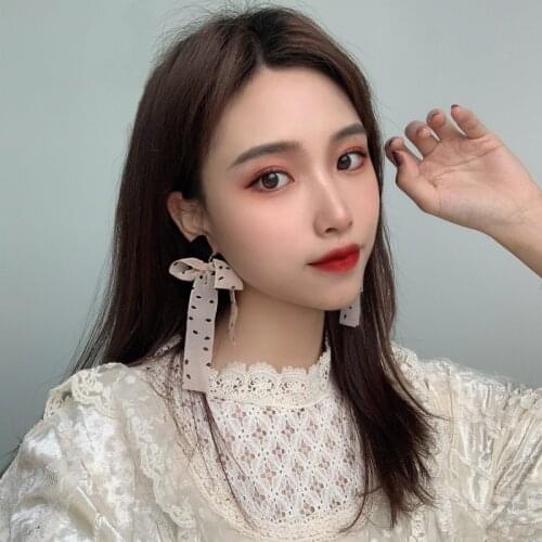 Ribbon Polka Dot Earrings New Trend Korean Fashion Earrings Ladies Pendant Earrings