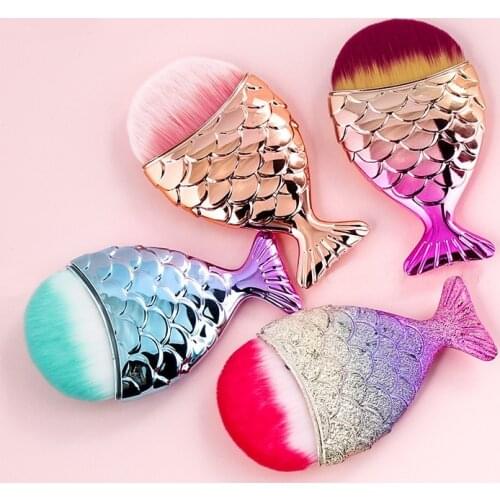 7 Types Fish Tail Shape Nail Brush mermaid tail Bottom Cosmetic Brushes Soft Cleaning Dust Powder For Nails Care Manicure Tool