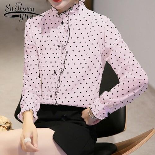 Print Long Sleeve Chiffon Blouse Plus Size Shirt Korean Fashion Clothing Vintage Women Clothing Tops Blusas Mujer De Moda6683 50