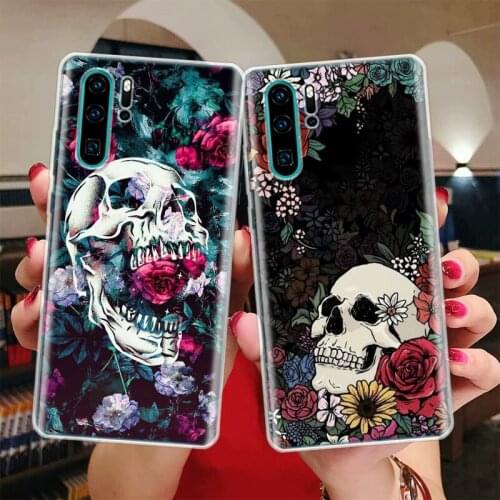 Floral Sugar Skull Flower Silicon Phone Case For Huawei Honor 10 9 20 Lite Y5 Y6 Y7 Y9 9X 8X 8S 8A 7X 7A 7S Pro + 10i20i Coque
