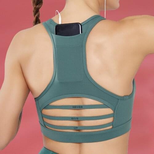 SALSPOR Women Sports Bra Solid With Pocket Yoga Mesh Patchwork Breathable Training Bra Running Quick Dry Fitness Gym Bra