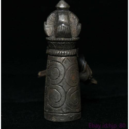 Tibet Buddhism TianTie Iron Lama Master Seal Stamp Signet Statue Amulet Pendant