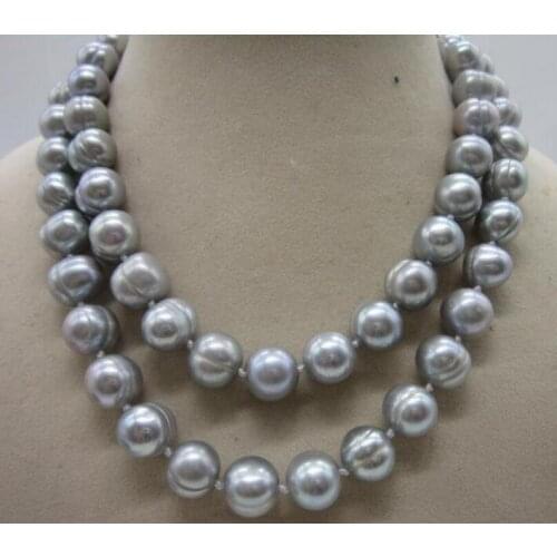 GORGEOUS 10-12 MM BAROQUE GREY PEARL NECKLACE 36INCH 50"
