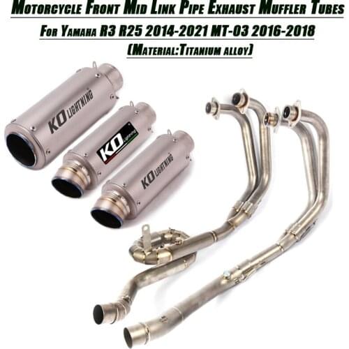 Motorcycle 51mm Front Middle Link Pipe Tail Exhaust Muffler Tubes Full Titanium Alloy Set System For Yamaha R3 R25 2014-2021