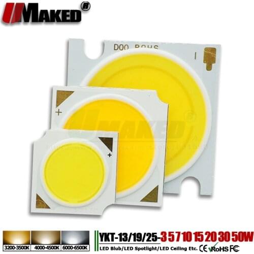 High Power LED Chips 3 5 7 10 12 15 20 24 30 50W integrated SMD Doide Bead Ball Warm/White LED COB Lamp RA>85 for Bulb Spotlight