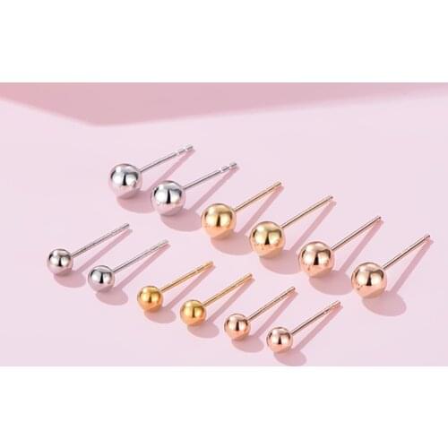 Fashion Small Light Round Bead Rose Gold Plated Stud Earrings For Women Small Fresh Hypoallergenic Elegant Jewelry SD2163