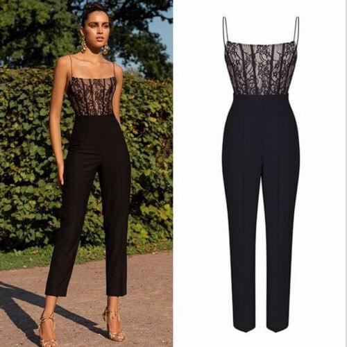 Womens Casual Lace Sleeveless Tops Jumpsuit Ladies Evening Party Long Playsuit