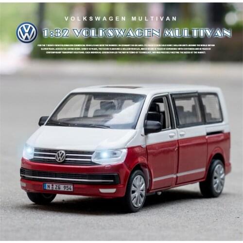 1/32VW Volkswagen T6 Van Diecast Model Car Bus MPV Boy Girl Gifts Collection With Light and Sound Gift Toys V204