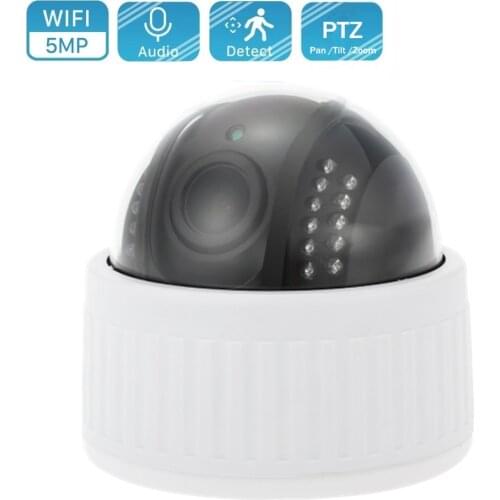 5MP Wifi IP Camera 1080P PTZ 5X Zoom Audio Microphone Motion Detect Night Onvif Dome Network Wireless CCTV Surveillance Cameras