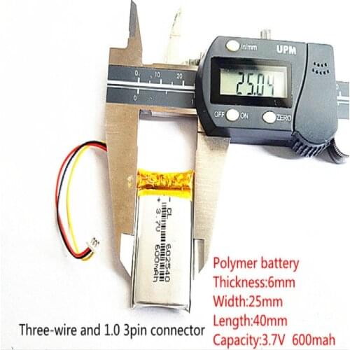 5pcs 602540 3.7V 600mAh Rechargeable li-Polymer Li-ion Battery For 358 388 portable set-top box DVR MP3 toys