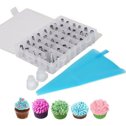 51Pcs/set Dessert Decorator Silicone Icing Piping Cream Pastry Bag Stainless Steel Nozzle Set DIY Bakeware Cake Decorating Tools