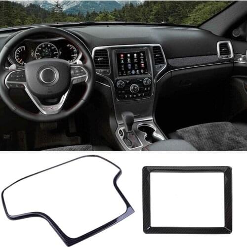 Car Dashboard GPS Navigation Carbon Fiber Style Navigation Frame Cover for Jeep Grand Cherokee 2014-2019
