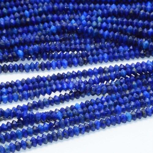 2 Strands Natural Lapis Lazuli Faceted Sharp Rondelle Beads