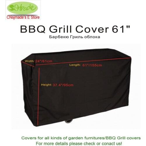 Black color BBQ Grill cover with ribbons Water proofed cover 61"/155 cm Free shipping