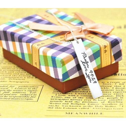 Solid Silver Engraved Handwriting Necklace Custom Vertical Bar Personalized Memorial Jewelry