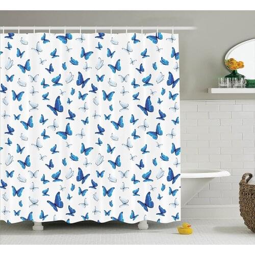 Butterflies Decor Shower Curtain Butterflies Patterns Seasonal Jolly Clip Art Rainforest Wilderness Illustration Bath Curtains
