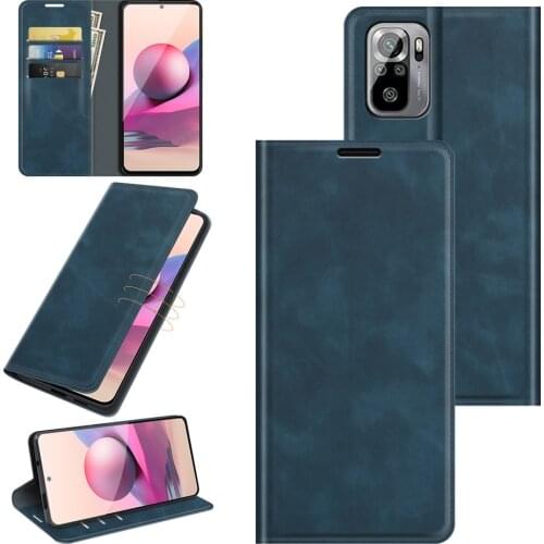 Auto Switch Leather Case for Xiaomi Redmi Note10 (Note 10s) 4G VER. Flip Wallet Book Style Cover Black Red Mi Note 10 Note10s