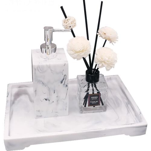 Bathroom Storage Tray-Home Accessories Set Imitate Marble Resin Washing Set Tissue Box Shower Gel Bottle Hand Soap Dispenser Cot