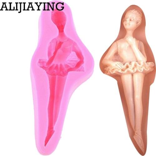 M0450 1Pcs Ballet Dancing Girl Shaped Silicone Cake Mold handmade soap chocolate baking mold Sugar Craft Fondant Cake Tools
