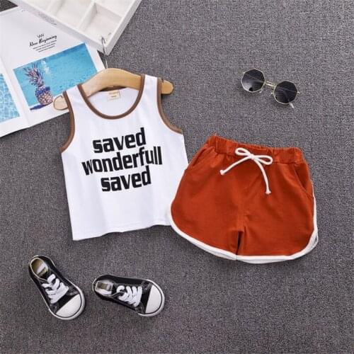 Children Cotton Summer Baby Boy Clothes sport letters O-Neck Vest Shorts 2Pcs/sets Infant Outfit Kid Fashion Toddler Tracksuits