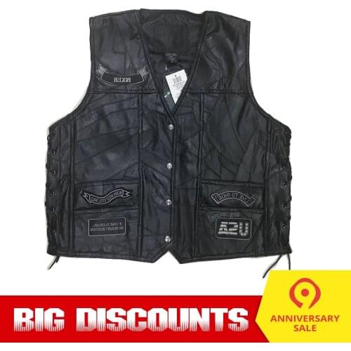 Motorcycle Jacket Motos Biker Genuine Leather Vest Mens Chaqueta Moto Punk Retro Jaqueta Motoqueiro Casual Vest Clothing