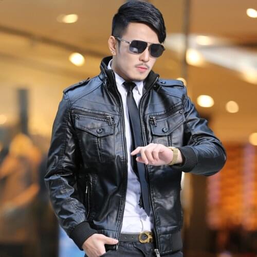 Hot 2021 Winter Motorcycle High Quality Leather Clothing Mens Plus Velvet Thickening Plus Size Thermal Fashion Leather Jacket