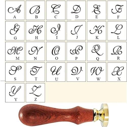 Seal Wax Kit,Vintage Initial Letters A-Z Alphabet Wax Badge Seal Stamp Kit Wax Set Tool Gift (A-Z)