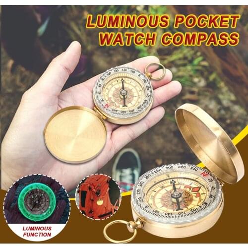 The New Golden Portable Multifunctional Luminous Copper Compass Retro Clamshell Outdoor Compass Suitable For Outdoor Activities