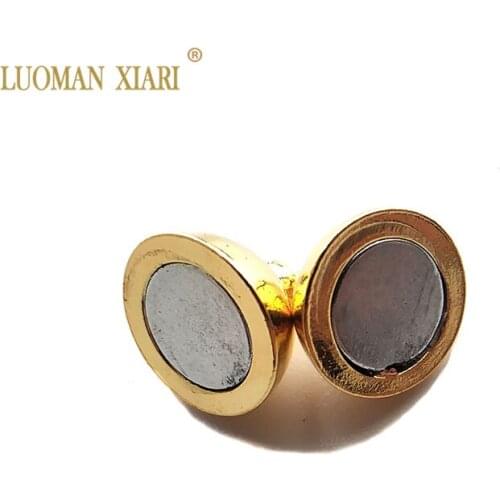 Wholesale 5 pcs/lot Silvery Golden Metal Round Magnetic Clasps 10 mm Leather Cord Bracelets Connectors For DIY Jewelry Making