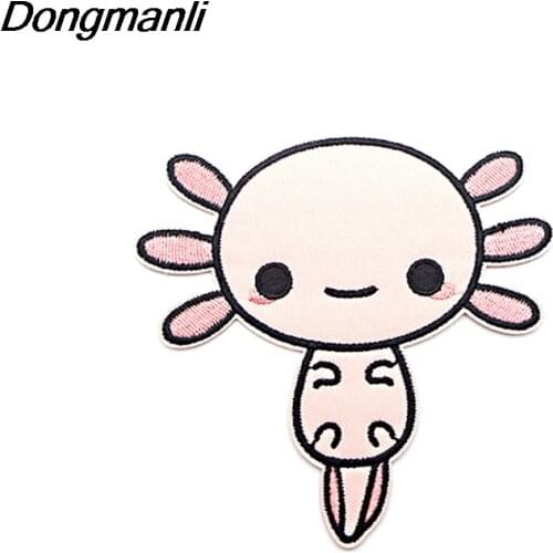 P3826 Dongmanli Axolotl Embroidered Anime Sew Iron on Applique Badge for Clothes T-shirt backpack