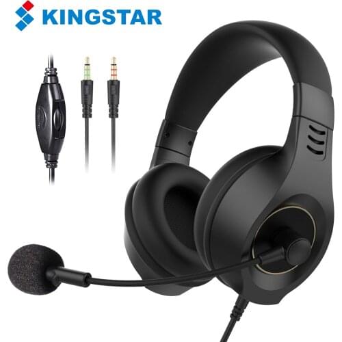 KINGSTAR E50 Wired Headset with Mic 3.5mm Plug Call Centers Business Headphones for Computer Volume Control Office Skype On Line