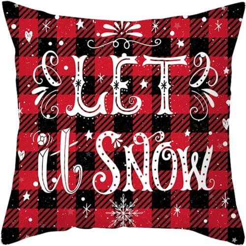Christmas Throw Pillow Covers, Decorative Xmas Tree Snowflake Reindeer Letter Print Cushion Covers for Home Office