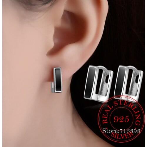 New Fashion Gun Black Women Hoop Earrings Wedding Jewelry Perdonality 925 Sterling Silver Earrings For Men Valentines Day Gift