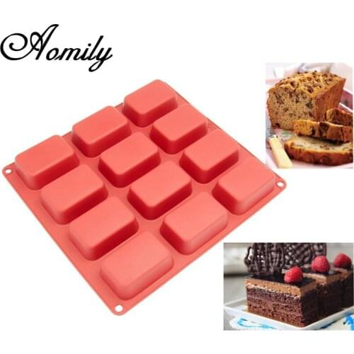 Aomily Silicone 12 Holes Bread Baking Pan Mould Tray Chocolate Cake Mould Dough Pastry Shaper Bakery DIY Baking Gadgets Helper