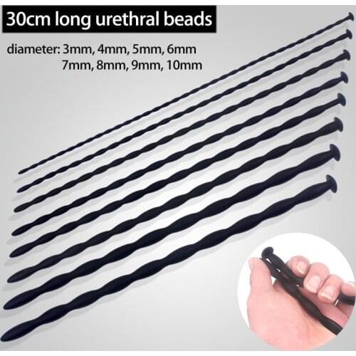 3mm-10mm Diameter Silicone Urethra Beads Penis Insert Sounding Rod Penis Plug Urethral Sound Dilators Sex Toys For Men,1pcs Sale