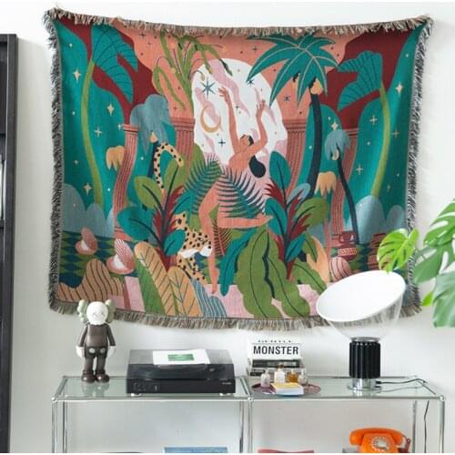 Nordic INS Naked Girl Forest Cotton Travel Blanket Leisure Blanket Sofa Towel Carpet Cover Blanket Single Tapestry Sofa Mat