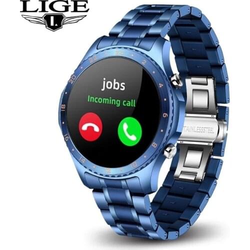 LIGE 2021 New Smart Watch Men Full Touch Screen Sports Fitness Watch Waterproof Bluetooth Call For Android IOS smartwatch Mens