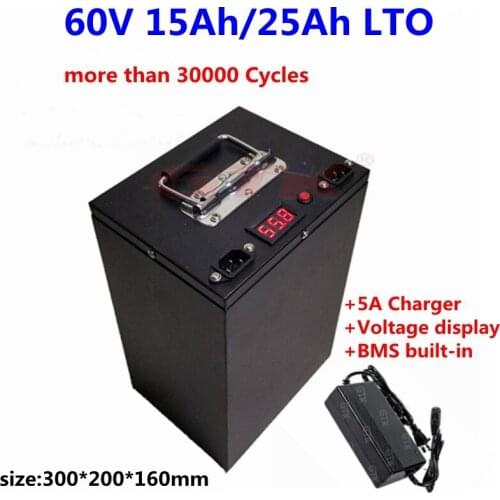 Steel case 20000 cycles LTO 60V 15Ah 25Ah Lithium Titanate Battery 2.4v LTO cells with BMS for ebike scooter motorcycel +Charger
