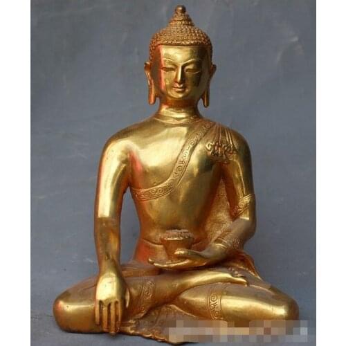 Tibet buddhism bronze gilt healing Medicine Buddha Sakyamuni Shakyamuni statue