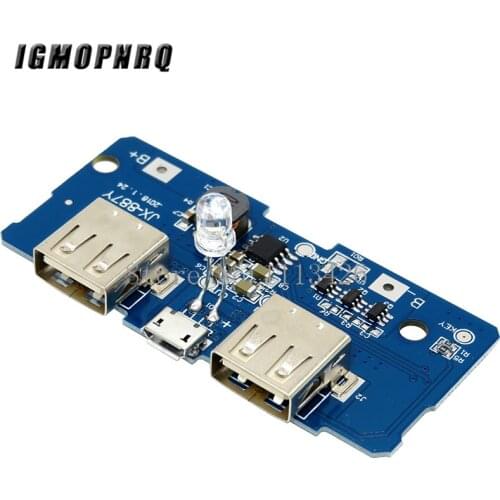 18650 Dual Micro USB 3.7V to 5V 2A Boost Mobile Power Bank DIY 18650 Lithium Battery Charger PCB Board Step Up Module With Led