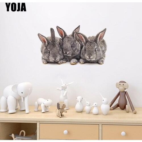 YOJA 57.5×35CM Three Cute Rabbits Animal Home Room Decoration Decals Fun Cartoon Wall Stickers 8WS0287