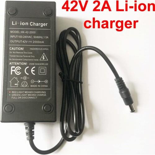 1PCS 36V battery charger Output 42V 2A Charger Input 100-240 VAC Lithium Li-ion Charger For 10S 36V Electric Bike