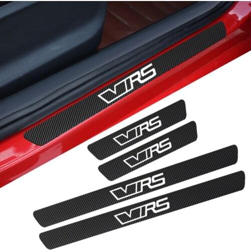 Carbon Fiber Protect Sticker Look Car Door Plate sill scuff welcome pedal threshold Cover for skoda VRS octavia yeti Sticker