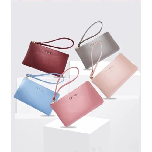 Ladies PU Leather Coin Purse Ladies Mini Hand Pouch Card Key Clip Coin Bag Zipper Clutch Small Handbag Bag