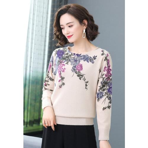 Print Sweater Women Casual Autumn Winter New Long Sleeve Sweater Pullover Knitted Pull Femme Knitted Sweaters Women